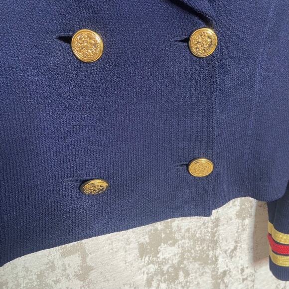 St. John Sportswear Crop Military Knit Jacket in Navy - Picture 4 of 6
